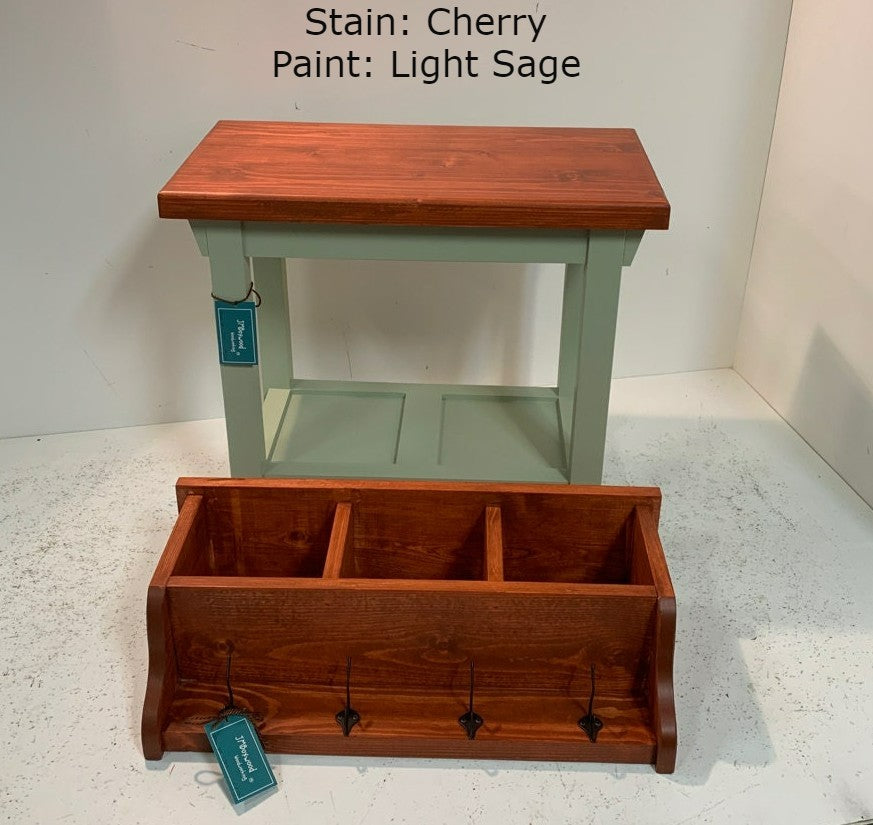 Bench with Tray Shelf & Coat Rack Cubbie Set