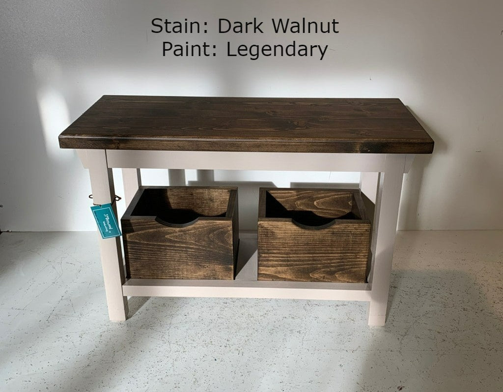 Tray Shelf Bench with Storage Boxes
