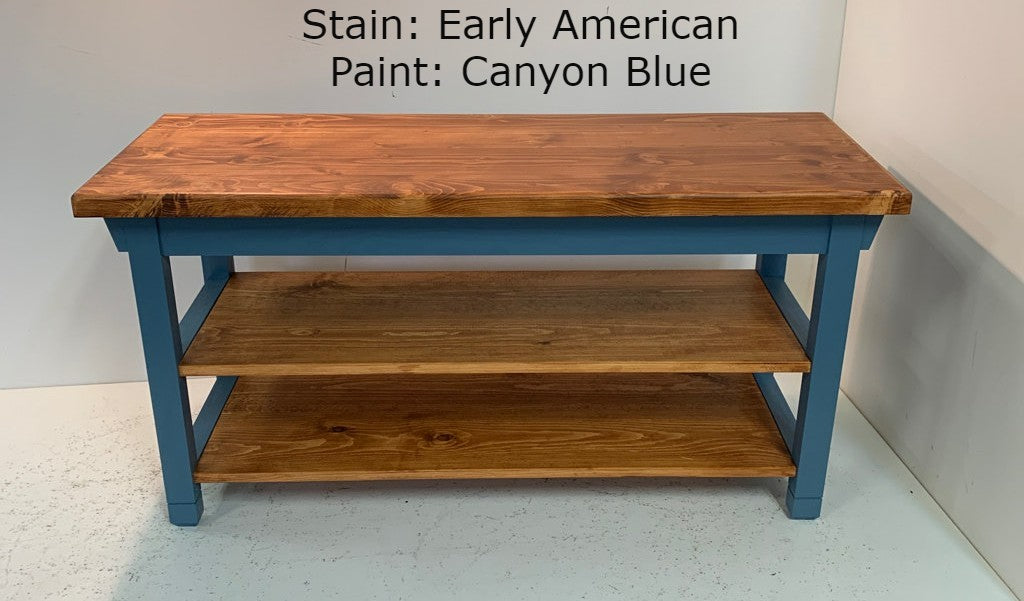 Two Shelf Bench with Stained Shelves