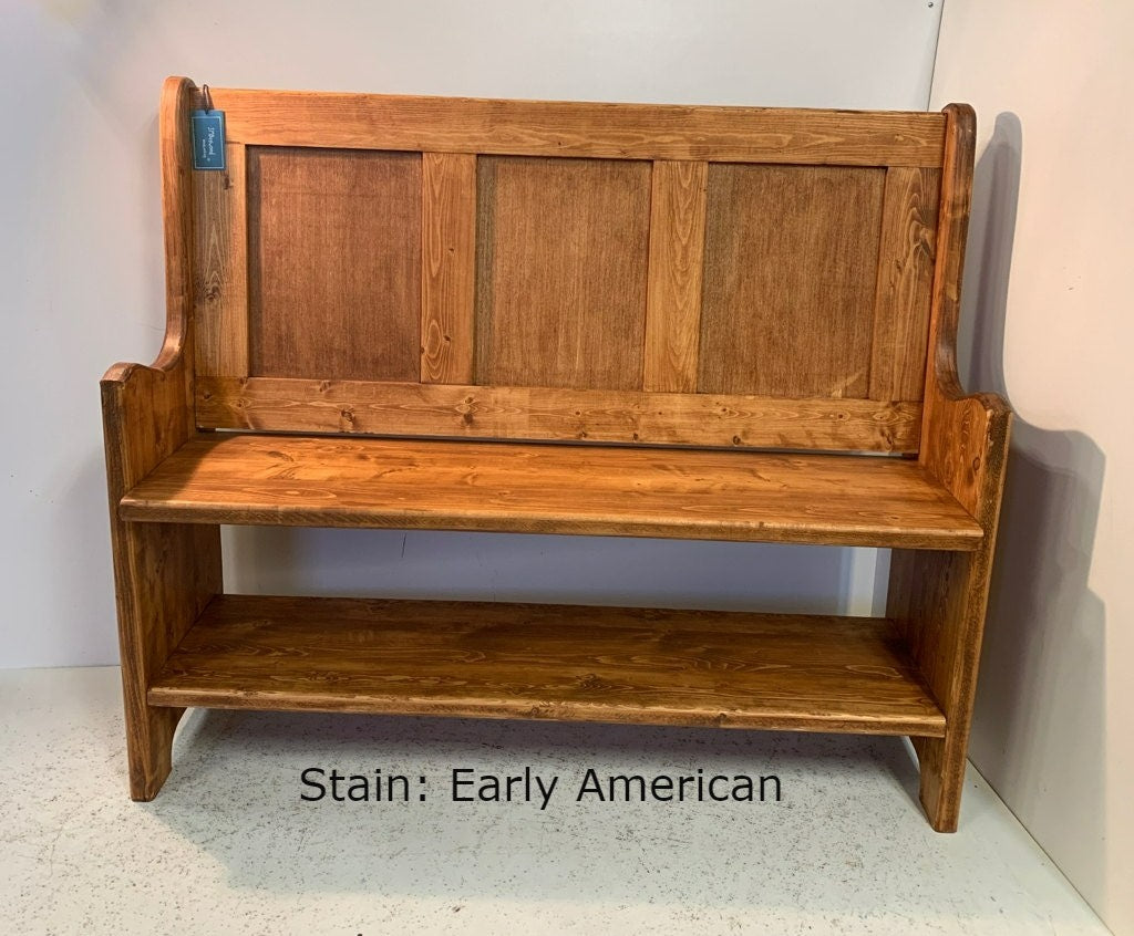 Shaker Style Pew with Lower Shelf