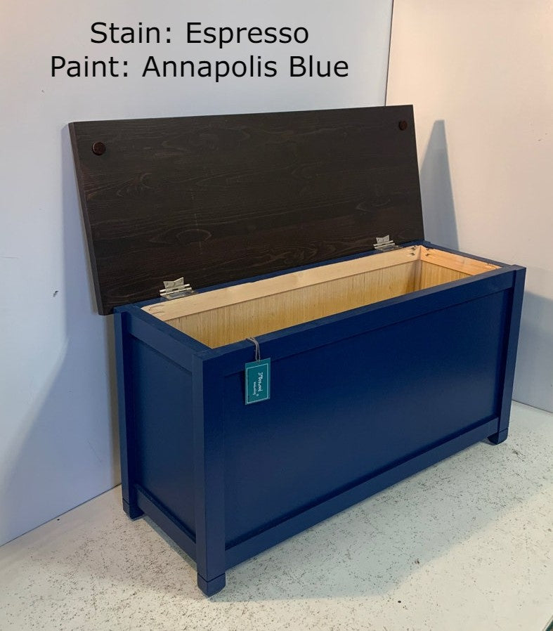 36" Wood Storage Box Closed Sides and Hinged Seat