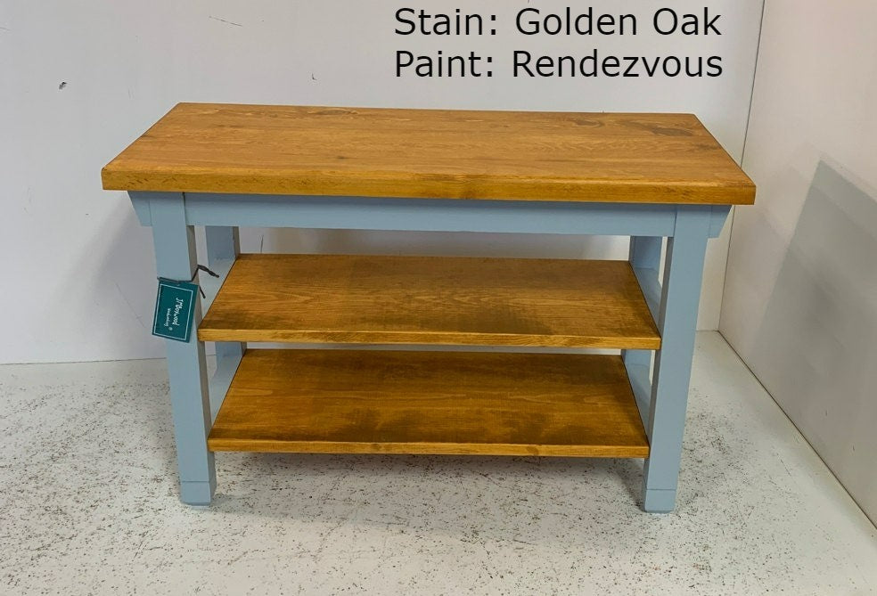 Two Shelf Bench with Stained Shelves