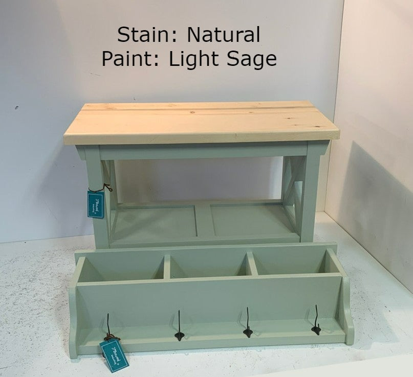 Bench with Tray Shelf & Coat Rack Cubbie Set