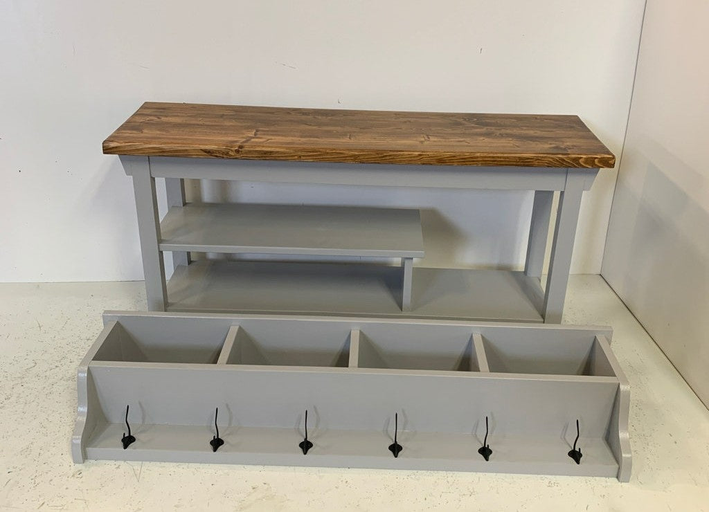 Two Shelf Bench & Coat Rack Cubbie Set – Boxwood Woodworking