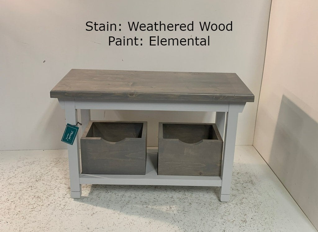 Tray Shelf Bench with Storage Boxes