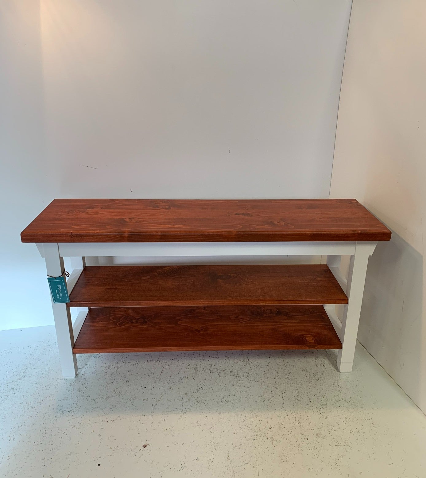 Two Shelf Bench with Stained Shelves