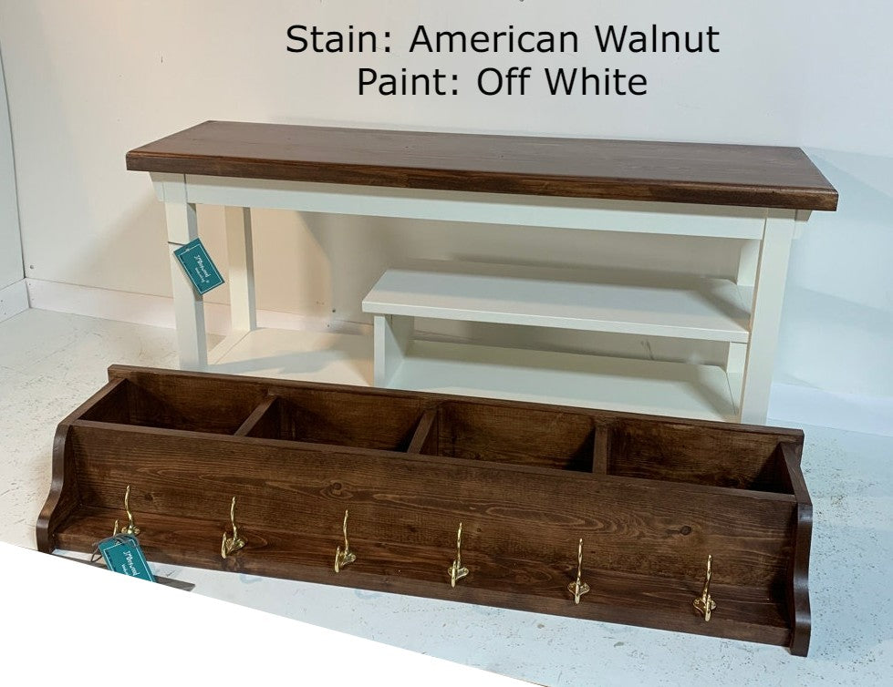2/3 Split Shelf Bench with Matching Coat Rack Cubbie Set