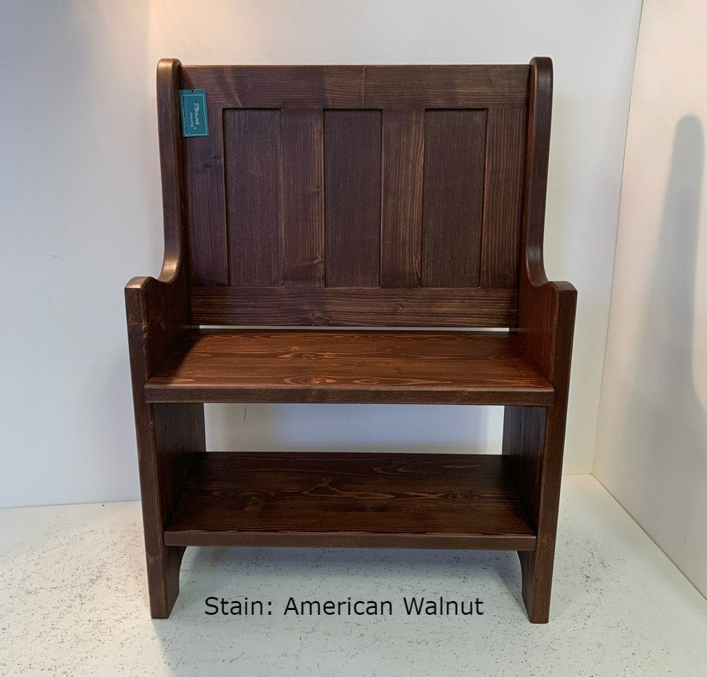 Shaker Style Pew with Lower Shelf
