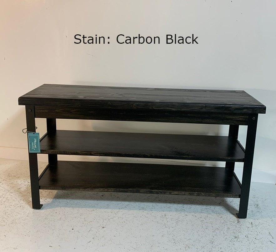 Two Shelf Steel Leg Bench