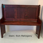 Shaker Style Pew Bench with Straight Arms